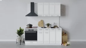 Кухонный гарнитур «Долорес» длиной 180 см со шкафом НБ (Белый/Сноу)