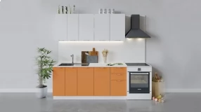 Кухонный гарнитур «Весна» длиной 180 см (Белый/Белый глянец/Оранж глянец)